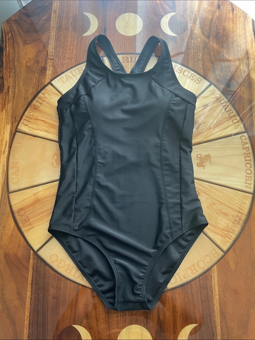 14 Youth Black Swimsuit Full Coverage One Piece Removable Padding